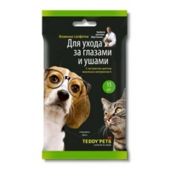 Teddy Pets Влажные салфетки для ухода за глазами и ушами, 50 шт. Teddy Pets Влажные салфетки для ухода за глазами и ушами, 50 шт.