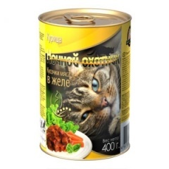Ночной Охотник консервы для кошек Курица, кусочки в желе, 415 гр Ночной Охотник консервы для кошек Курица, кусочки в желе, 415 гр