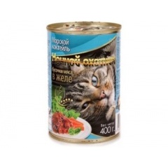 Ночной Охотник консервы для кошек Морской Коктейль, кусочки в желе, 415 гр Ночной Охотник консервы для кошек Морской Коктейль, кусочки в желе, 415 гр