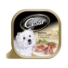 Корм "Cesar" для взрослых собак мелких пород, куриное филе с тыквой и шпинатом, 100 гр Корм "Cesar" для взрослых собак мелких пород, куриное филе с тыквой и шпинатом, 100 гр