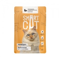 Smart Cat консервы для взрослых кошек и котят кусочки курочки с тыквой в нежном соусе 85 гр (паучи) Smart Cat консервы для взрослых кошек и котят кусочки курочки с тыквой в нежном соусе 85 гр (паучи)