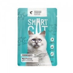 Smart Cat консервы для взрослых кошек и котят кусочки лосося в нежном соусе 85 гр (паучи) Smart Cat консервы для взрослых кошек и котят кусочки лосося в нежном соусе 85 гр (паучи)