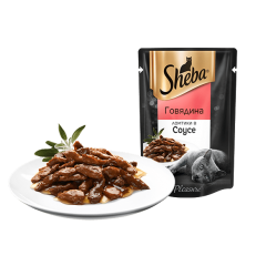 Sheba - Шеба паучи для кошек ломтики в соусе говядина 75 гр Sheba - Шеба паучи для кошек ломтики в соусе говядина 75 гр