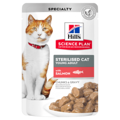 HILL'S Хиллс Паучи для кастрированных кошек от 1 до 6 лет с лососем 85 гр HILL'S Хиллс Паучи для кастрированных кошек от 1 до 6 лет с лососем 85 гр