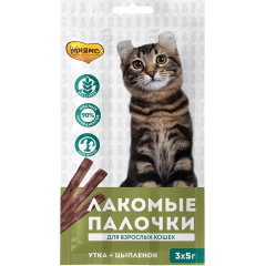 Мнямс лакомые палочки 13,5 см для кошек с цыпленком и уткой 3х5 г Мнямс лакомые палочки 13,5 см для кошек с цыпленком и уткой 3х5 г