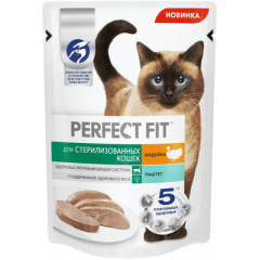 Perfect Fit паучи для стерилизованных кошек, паштет с индейкой 75 гр Perfect Fit паучи для стерилизованных кошек, паштет с индейкой 75 гр