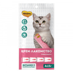 Мнямс крем-лакомство для кошек с тунцом кацуо 4х15г Мнямс крем-лакомство для кошек с тунцом кацуо 4х15г