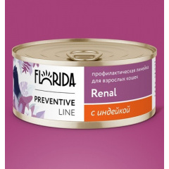 Florida Preventive Line консервы Renal для кошек "Поддержание здоровья почек" с индейкой 100г Florida Preventive Line консервы Renal для кошек "Поддержание здоровья почек" с индейкой 100г
