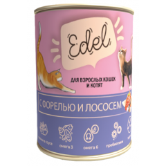Edel Cat - Эдель Кэт Консервы для кошек нежные кусочки в соусе с форелью и лососем 400 гр Edel Cat - Эдель Кэт Консервы для кошек нежные кусочки в соусе с форелью и лососем 400 гр