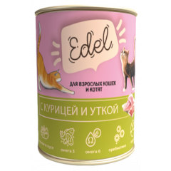 Edel Cat - Эдель Кэт Консервы для кошек нежные кусочки в соусе курица утка 400 гр Edel Cat - Эдель Кэт Консервы для кошек нежные кусочки в соусе курица утка 400 гр