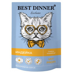 Best Dinner Exclusive Vet Profi Gastro Intestinal Бест Диннер Вет Профи гастроинтестинал паучи для кошек Индейка в соусе Best Dinner Exclusive Vet Profi Gastro Intestinal Бест Диннер Вет Профи гастроинтестинал паучи для кошек Индейка в соусе