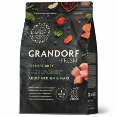 GRANDORF FRESH Грандорф Фрэш для собак средних и крупных пород свежее мясо индейки с бататом GRANDORF FRESH Грандорф Фрэш для собак средних и крупных пород свежее мясо индейки с бататом