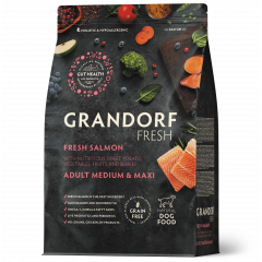 GRANDORF FRESH Грандорф Фрэш для собак средних и крупных пород свежее филе лосося с бататом GRANDORF FRESH Грандорф Фрэш для собак средних и крупных пород свежее филе лосося с бататом
