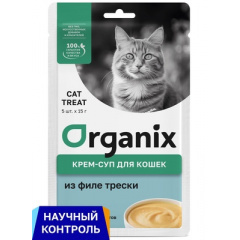 Organix лакомства крем-суп для котят и кошек, из филе трески 5шт х 15 гр Organix лакомства крем-суп для котят и кошек, из филе трески 5шт х 15 гр