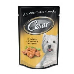 Cesar Паучи из курицы с зелеными овощами для собак, 100 гр Cesar Паучи из курицы с зелеными овощами для собак, 100 гр