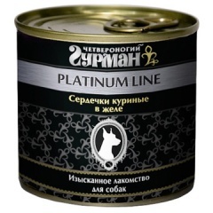 Четвероногий Гурман консервы для собак PLATINUM LINE Сердце и печень в желе, 240 гр Четвероногий Гурман консервы для собак PLATINUM LINE Сердце и печень в желе, 240 гр