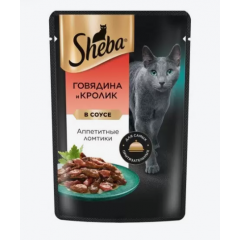 Sheba - Шеба паучи для кошек ломтики в соусе с говядиной и кроликом , 75 г Sheba - Шеба паучи для кошек ломтики в соусе с говядиной и кроликом , 75 г