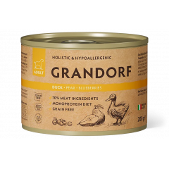 GRANDORF Консервы для собак паштет из утки с грушей и черникой 200 гр GRANDORF Консервы для собак паштет из утки с грушей и черникой 200 гр