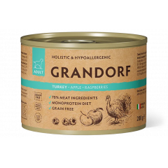 GRANDORF Консервы для собак паштет из индейки с яблоком и малиной 200 гр GRANDORF Консервы для собак паштет из индейки с яблоком и малиной 200 гр