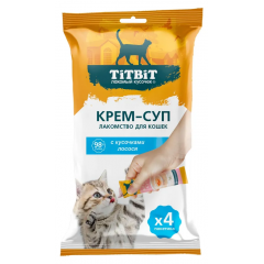 ТИТБИТ крем-суп лакомство для кошек с кусочками лосося ТИТБИТ крем-суп лакомство для кошек с кусочками лосося