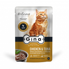 GINA Chicken&Tuna Филе цыпленка с тунцом в ароматном соусе 85 гр х 24 шт GINA Chicken&Tuna Филе цыпленка с тунцом в ароматном соусе 85 гр х 24 шт