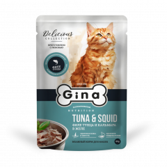 GINA Tuna&Squid Филе тунца и кальмара в желе 85 гр х 24 шт GINA Tuna&Squid Филе тунца и кальмара в желе 85 гр х 24 шт