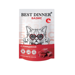 Best Dinner Бест Диннер Базис с говядиной кусочки в соусе 75 гр Best Dinner Бест Диннер Базис с говядиной кусочки в соусе 75 гр