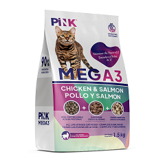 PINK MEGA 3 Пинк корм для кошек Курица с лососем (крокет+запеченное+сублимированное мясо) 1,5кг PINK MEGA 3 Пинк корм для кошек Курица с лососем (крокет+запеченное+сублимированное мясо) 1,5кг