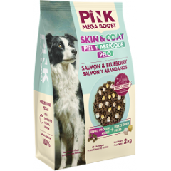 Pink MEGA BOOST Skin & Coat Пинк корм для здоровья кожи и шерсти собак всех возрастов Лосось с черникой, 2 гранулы Pink MEGA BOOST Skin & Coat Пинк корм для здоровья кожи и шерсти собак всех возрастов Лосось с черникой, 2 гранулы