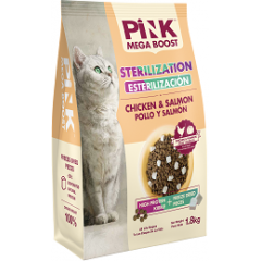Pink MEGA BOOST Sterilized Пинк корм для стерилизованных кошек всех возрастов Курица с лососем, 1.8кг Pink MEGA BOOST Sterilized Пинк корм для стерилизованных кошек всех возрастов Курица с лососем, 1.8кг